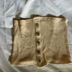Ribbed Button-Up Tan Women's Shorts